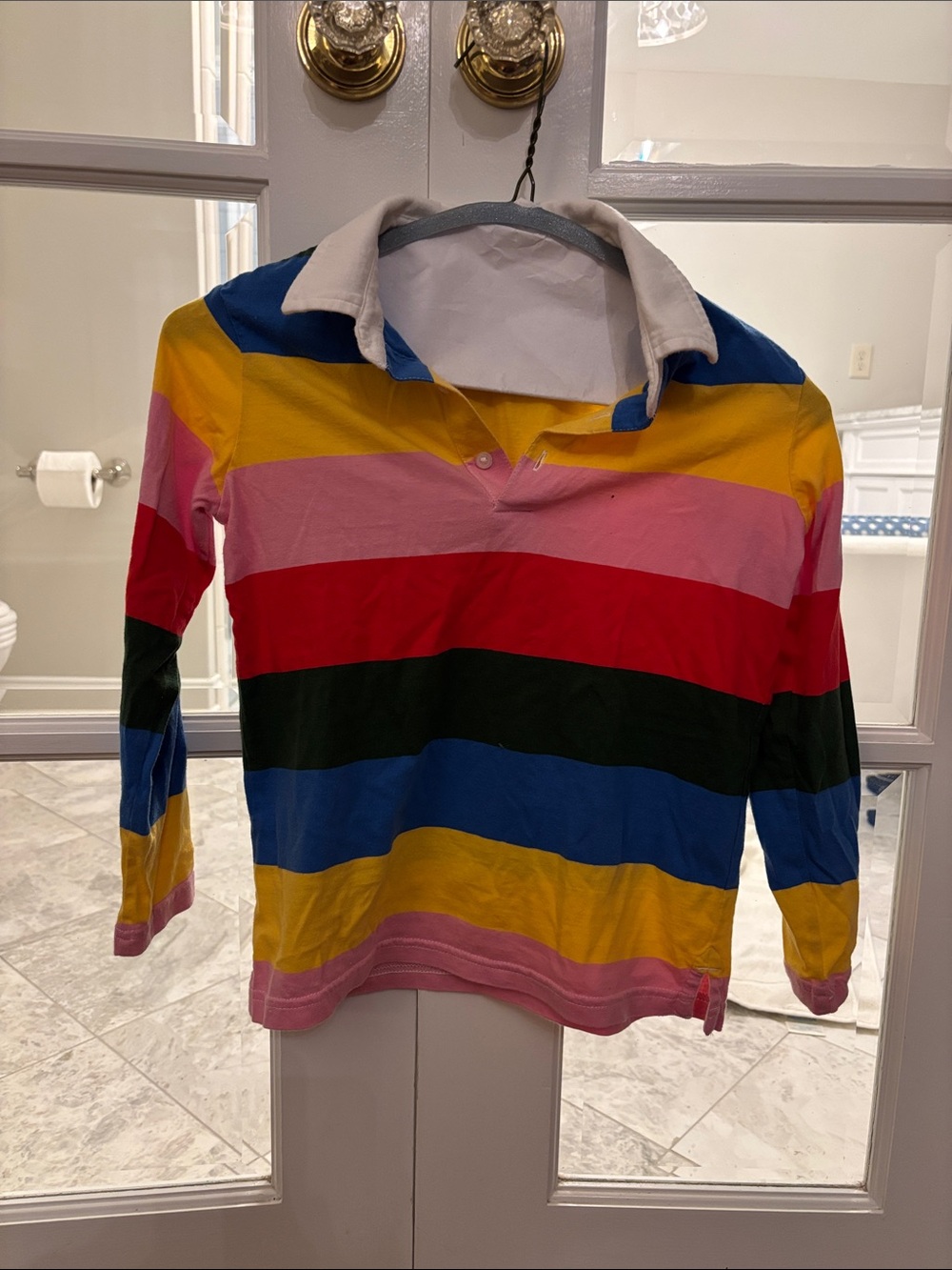 Primary Multicolor Striped Polo Shirt with White Collar